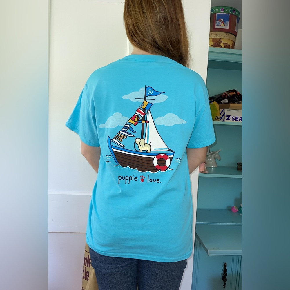 PuppieLove Puppy Dog BOAT T-Shirt L NWT